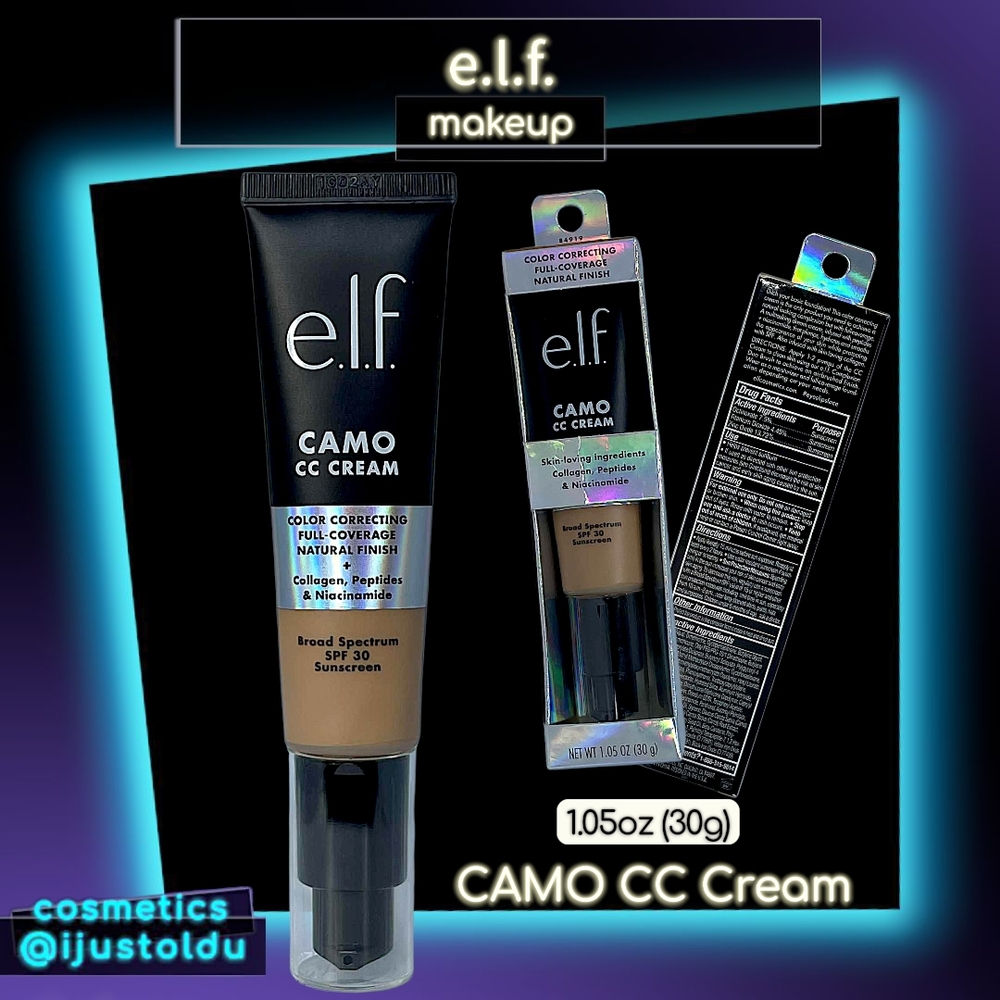 e.l.f. CAMO CC Cream SPF 30 + Collagen – Medium 375 N | 1.05oz Full Coverage